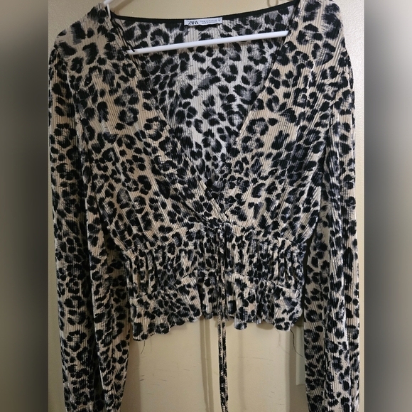 ZARA Leopard Print Long Sleeve Top‎ - Picture 1 of 6